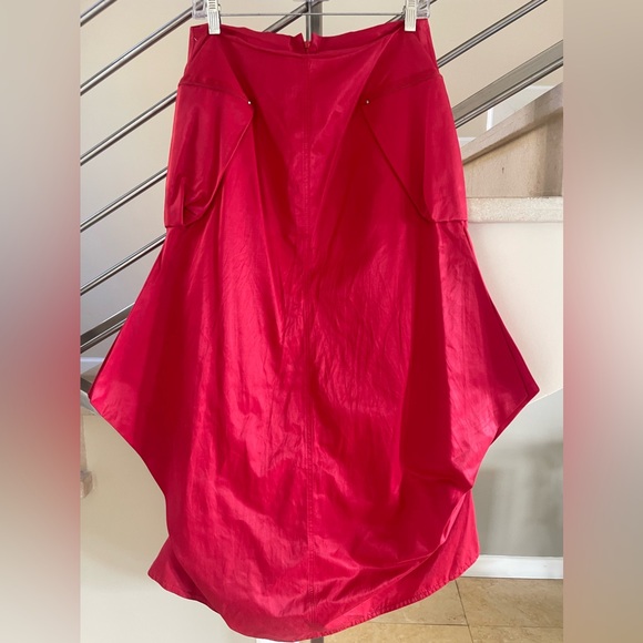 VINTAGE SATIN RED LONG SKIRT